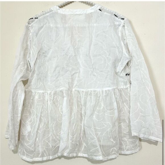 Amit Aggarwal Anthropologie Ramona Embroidered White Babydoll Top SIZE SMALL - Picture 6 of 8